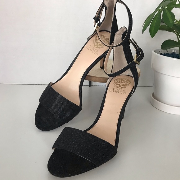 Vince Camuto Court Black Ankle Strap Sandals - Picture 1 of 14